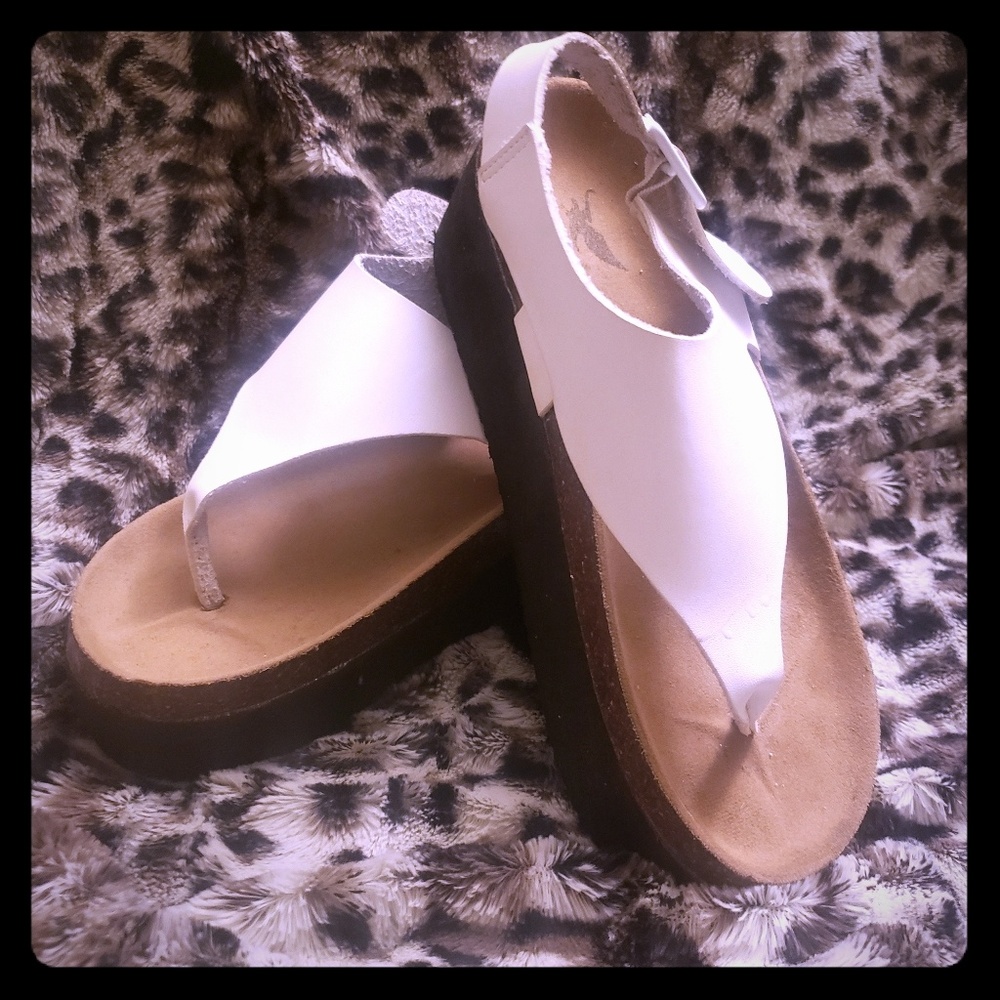 White platform slingbacks